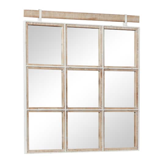 35" Brown Wood Rustic Wall Mirror